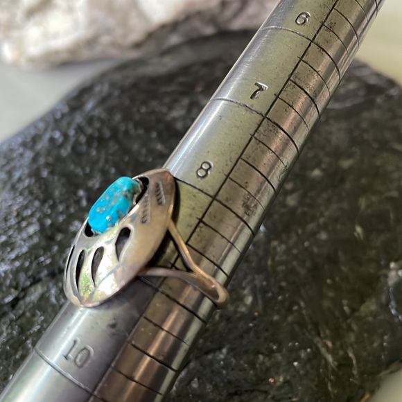 Turquoise Bear Paw Navajo Native American Vintage Ring - Picture 5 of 12
